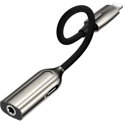 Baseus Lightning Male to Lightning 3.5mm Female Adapter L56 (CALL56-0A) - Lightning адаптер с Lightning порт и 3.5 мм аудио вход за устройства с Lightning порт (CALL56-0A)