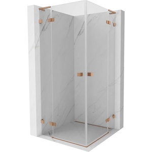 Mexen Lunar L Duo кабина за душ с отварящи се врати 75 x 75 см, прозрачно стъкло, четкана мед - 834L-075L-075P-65-00 (834L-075L-075P-65-00)