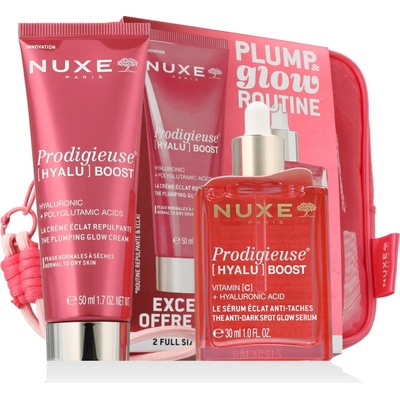 Nuxe Prodigieuse Hyalu Boost spevňujúci a rozjasňujúci krém 50 ml + Nuxe Prodigieuse Hyalu Boost rozjasňujúce sérum 30 ml + kozmetická taška 1 ks