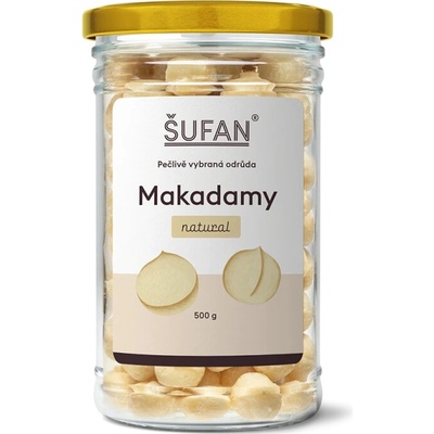 ŠUFAN Makadámiové orechy natural v skle 500 g