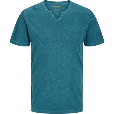Jack and Jones Тениска Jack and Jones Men's Regular Fit Split Neck T-Shirt - Deep Teal