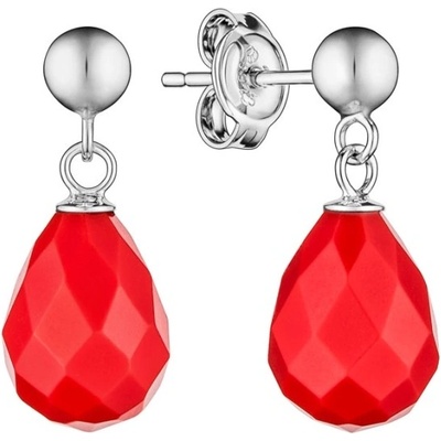 Gaura Pearls Stříbrné náušnice s korálem Felica MS25111E Červená
