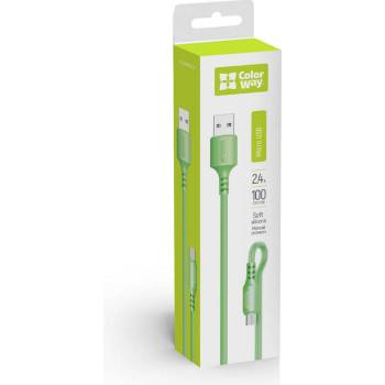 ColorWay CW-CBUM042-GR USB MicroUSB (soft silicone), 2.4A, 1m, zelený
