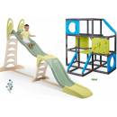 Smoby Set šmykľavka a 3 poschodová preliezačka Frame Kraxxl Toboggan Super Megagliss 2v1 s lezeckými stenami