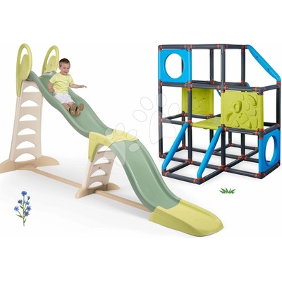 Smoby Set šmykľavka a 3 poschodová preliezačka Frame Kraxxl Toboggan Super Megagliss 2v1 s lezeckými stenami