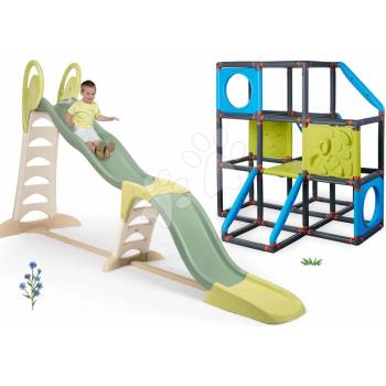 Smoby Set šmykľavka a 3 poschodová preliezačka Frame Kraxxl Toboggan Super Megagliss 2v1 s lezeckými stenami