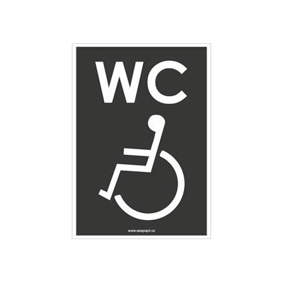 WC PRO INVALIDY, šedá, samolepka, 105x148 mm