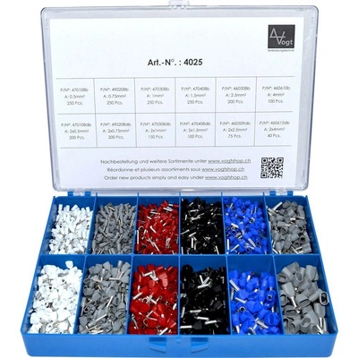 Vogt Verbindungstechnik 4025 sada dutiniek 0.5 mm², 4 mm² čiastočne izolované biela, sivá, červená, čierna, modrá 2065 k