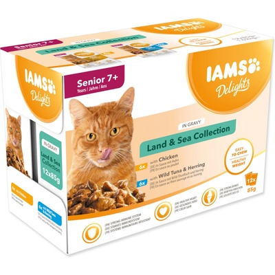 Eukanuba komerční, Iams Iams Cat Senior Delights kapsa Land&Sea in gravy 12x85 g