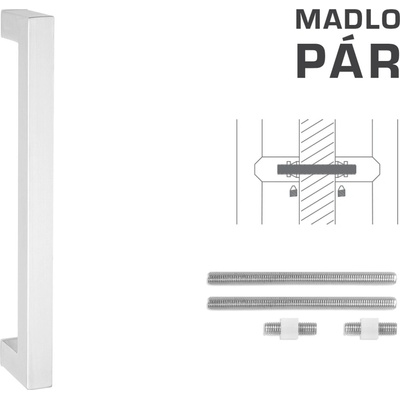 MPkovania FT - MADLO kód K02K 25x25 mm UN pár Rozteč madla: 200 mm, Rozmer profilu madla: 25x25 mm, Dĺžka: 225 mm
