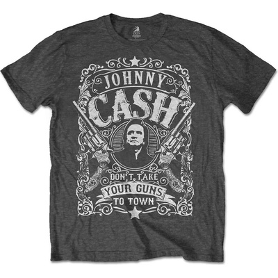 Johnny Cash tričko Don't take your guns to town šedé