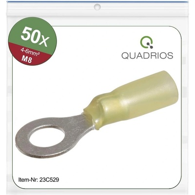 Quadrios 23C529 guľaté káblové oko Prierez=6 mm² Ø otvoru=8.5 mm čiastočne izolované žltá 50 ks