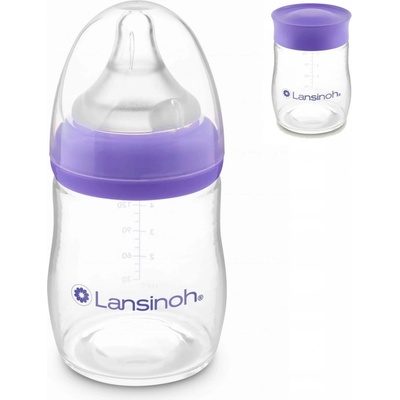 Lansinoh skleněná kojenecká láhev s NaturalWave TM savičkou savička S 160ml