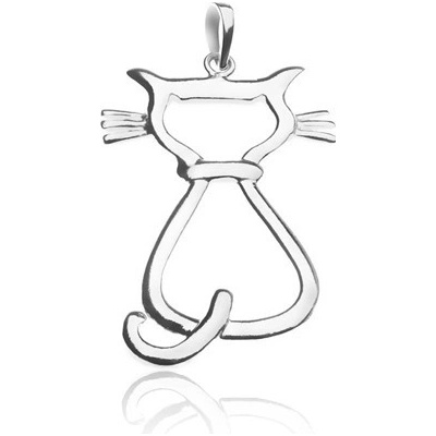 Šperky eshop Přívěsek ze stříbra 925 sedící kočka X42.2