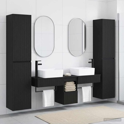 vidaXL Комплект мебели за баня 5 бр. Черно 33 x 34, 5 x 160 см (3406014)
