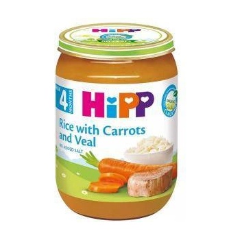 HiPP Пюре от био ориз, моркови и телешко месо hipp, 4+ месеца, 190гр
