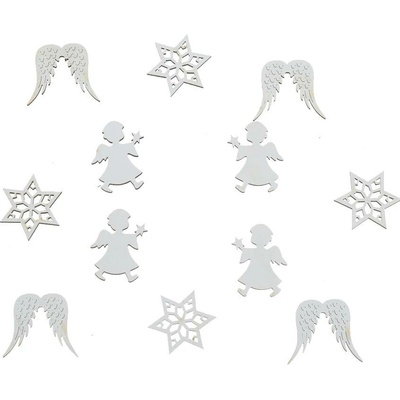 DREVENÉ OZDOBY BIELE MIX/3 S/12 3,5*0,3*3,5CM