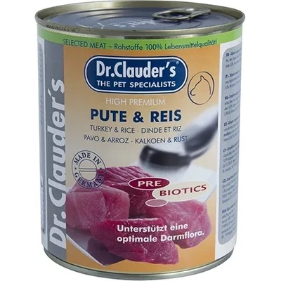 Dr.Clauder's Selected Meat Pute Reis/Pre Biotics/ - консервирана храна за кучета с пушко и ориз- 800 гр