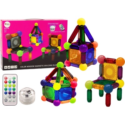 mamido Magnetická stavebnice se světlem 32 ks