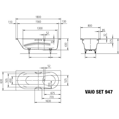 Kaldewei Vaio Set Star 180 x 80 cm 234723000001