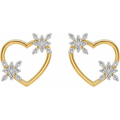 Šperky Eshop Briliantové náušnice 14K se srdcem a sněhovými vločkami S6BT600.50
