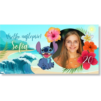 Personal Narodeninový banner s fotkou - Lilo a Stitch Rozmer banner: 130 x 65 cm