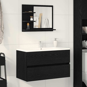 vidaXL Огледало за баня, черен дъб, 60x10, 5x45 см, инженерно дърво (862546)