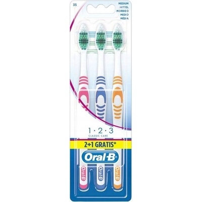Oral B 1-2-3 Classic Care zubné kefky medium 3 ks
