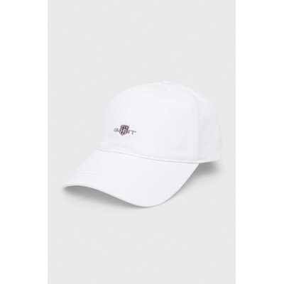 Gant Памучна шапка с козирка Gant в бяло с апликация (9900111)