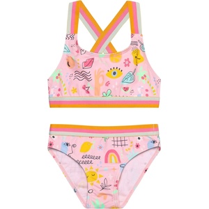Color Kids Детски комплект бикини Color Kids Kid's Bikini with Contrast Straps AOP Bikini - Fairy Rose - размер 152 (EU) (750-2557-0220)