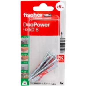 FISHER ДЮБЕЛ fischer 537660 duopower ф6х50мм С ВИНТ 4бр (537660)