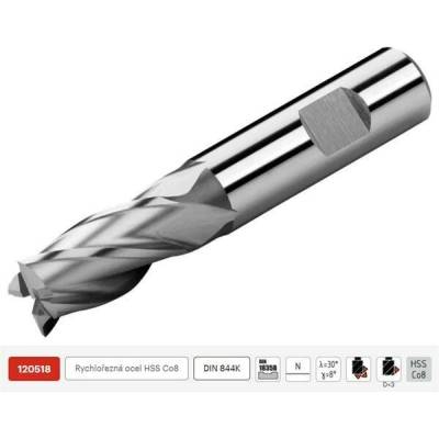 ZPS FN 120518.050 - Fréza na kov pr. 5 x 57/13mm, čelní krátká 4-břitá nesouměrná, HSS-Co8, DIN 844