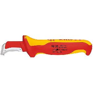 KNIPEX Кабелен нож извит с предпазител, VDE 1000V жълто-червена ръкохватка 180мм, - K9855 (K9855)