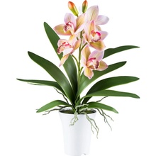 Umelá orchidea Cymbidium ružová v kvetináči, 53cm