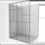 Mexen Kioto L душ кабина Walk-in 100 x 200 cm, черен модел, златен - 800-100-103-50-78 (800-100-103-50-78)