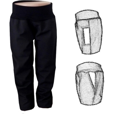 Dětské softshellové kalhoty s kapsami NEZATEPLENÉ černé