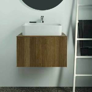 Ideal Standard Atelier Conca стенен долен шкаф, цвят тъмен орех, 1 чекмедже и плот с централен изрез 60 см (T3928Y5)