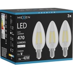 Mexen Vintis 3x LED филамент крушка E14, C35, 4W, Неутрална - 4000K, 470 lm, прозрачна - (L154-E14-0440-00x03)