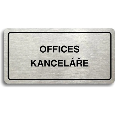 Accept Piktogram „OFFICES - KANCELÁŘE" (160 × 80 mm) (strieborná tabuľka – čierna tlač)