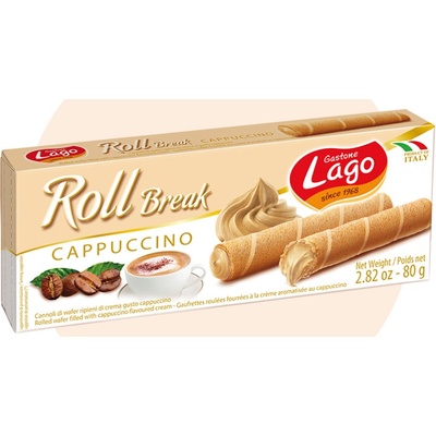 Gastone Lago Roll Break plněné trubičky s příchutí cappuccino 80 g