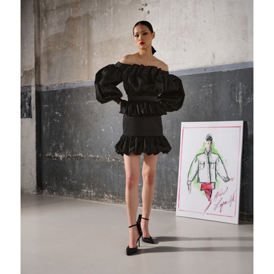 Karl Lagerfeld Huns Pick Ruffle Dress čierna