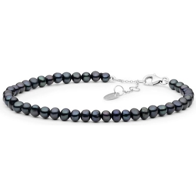 Gaura Pearls perlový Enrica stříbro říční perla FORB445-B černá