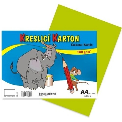 Kreslící karton světle zelený A4 180gr. / 50 ks
