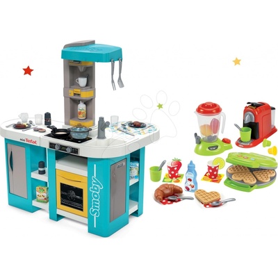 Smoby Set kuchyňka elektronická Tefal Studio 360° XL Bubble a vaflovač 100 % Chef s mixérem a kávovarem