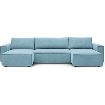 Bobochic Сгъваем/с място за съхранение ъглов диван от рипсено кадифе в цвят мента (U форма) Nihad - Bobochic Paris (102677)