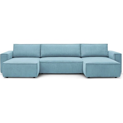 Bobochic Сгъваем/с място за съхранение ъглов диван от рипсено кадифе в цвят мента (U форма) Nihad - Bobochic Paris (102677)