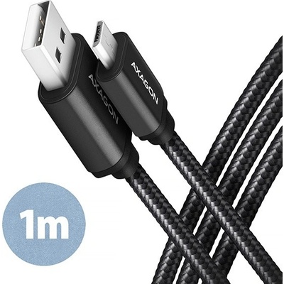 Axagon BUMM-AM10AB HQ Micro USB USB-A, USB 2.0, 2,4 A, ALU, 1m, černý