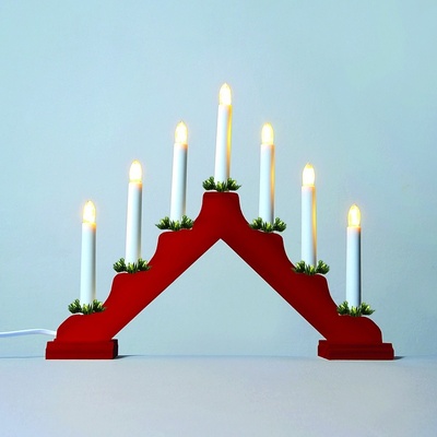 KONSTSMIDE Adventní svícen čirá 2262-510 dřevěný červený LED Filament 7x34V 0,2W KONST