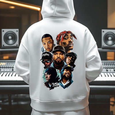 2Pac Мъжко Худи West Coast RappersPR-547 - Черен Бял, размер