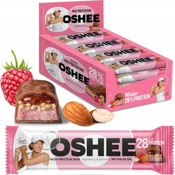 OSHEE протеиново блокче с вкус на малина и бадем кашон 47g x 12 бр